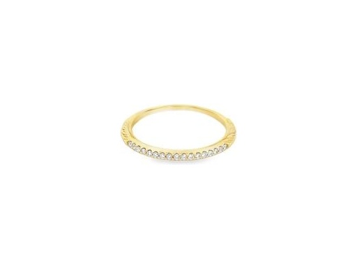 18K Yellow Gold Thin Band with Natural Round Diamonds